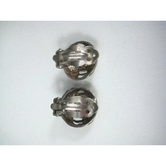 MFA Museum of Fine Arts Vintage Sterling Silver 925 Knot Clip On Earrings Dome - Picture 3 of 9